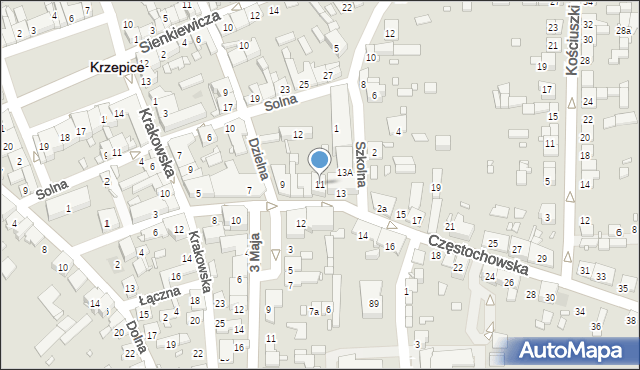 Krzepice, Częstochowska, 11a, mapa Krzepice