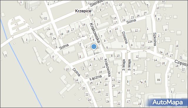 Krzepice, Częstochowska, 3, mapa Krzepice