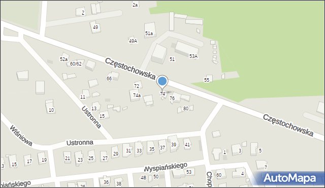 Krzepice, Częstochowska, 74, mapa Krzepice