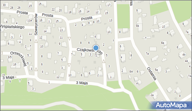 Łask, Czajkowskiego Józefa, ks., 1, mapa Łask