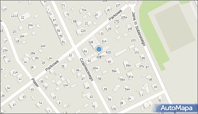 Legionowo, Czarnieckiego Stefana, hetm., 62B, mapa Legionowo