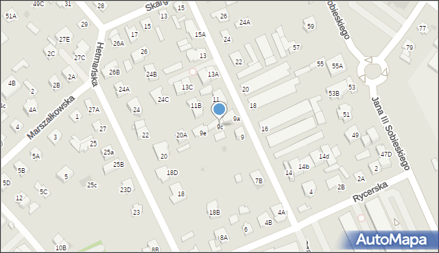 Legionowo, Czarnieckiego Stefana, hetm., 9c, mapa Legionowo