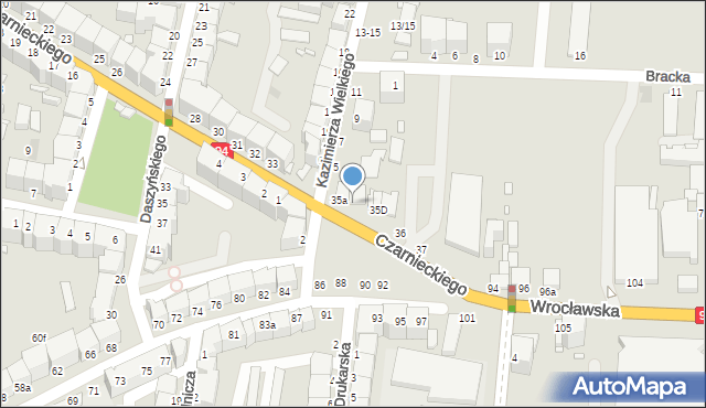 Legnica, Czarnieckiego Stefana, hetm., 35b, mapa Legnicy