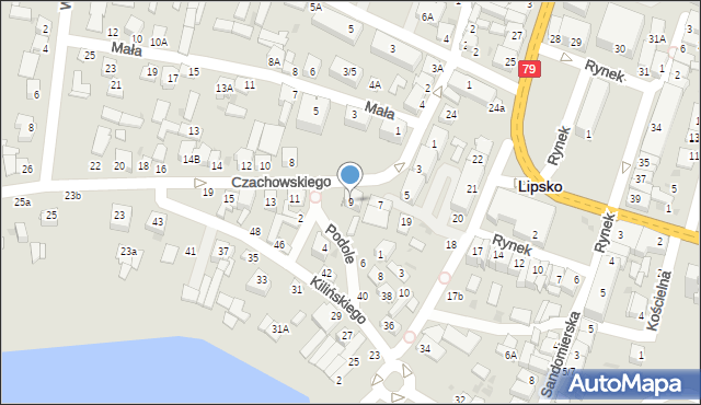 Lipsko, Czachowskiego Dionizego, płk., 9, mapa Lipsko
