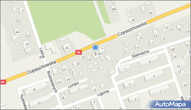 Lisów, Częstochowska, 9, mapa Lisów