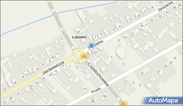 Łobodno, Częstochowska, 1, mapa Łobodno