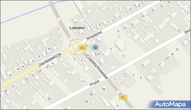 Łobodno, Częstochowska, 3, mapa Łobodno