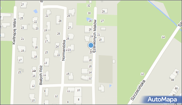 Łódź, Czerwonych Maków, 20, mapa Łodzi