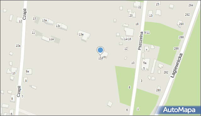Łódź, Czapli, 11d, mapa Łodzi