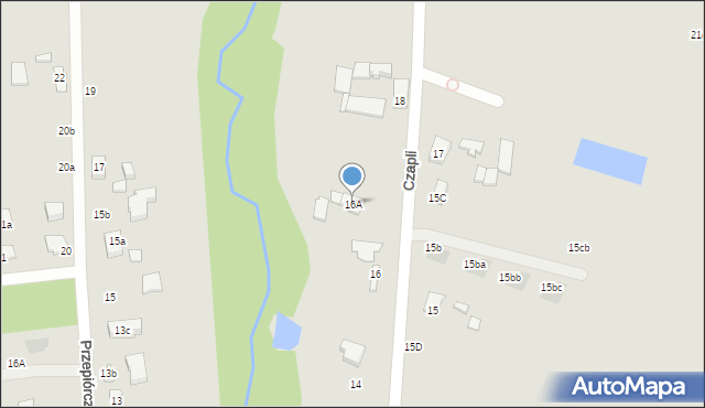 Łódź, Czapli, 16A, mapa Łodzi