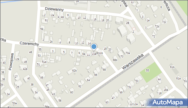 Łódź, Czeremchy, 11a, mapa Łodzi