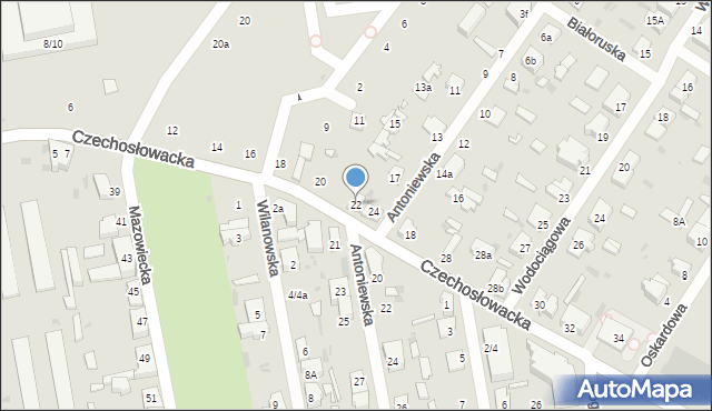 Łódź, Czechosłowacka, 22, mapa Łodzi