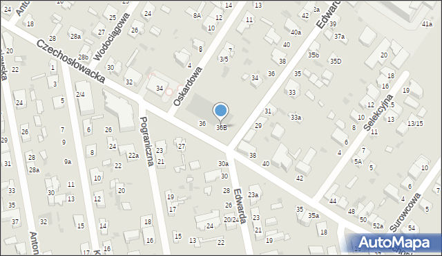 Łódź, Czechosłowacka, 36B, mapa Łodzi