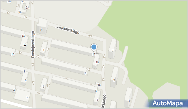 Łódź, Czajkowskiego Piotra, 12, mapa Łodzi