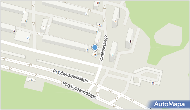 Łódź, Czajkowskiego Piotra, 2a, mapa Łodzi