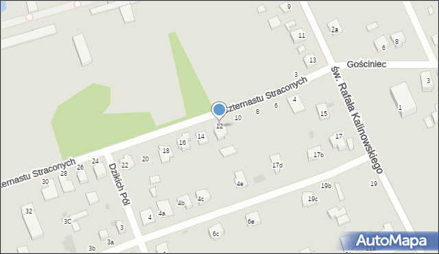 Łódź, Czternastu Straconych, 12, mapa Łodzi