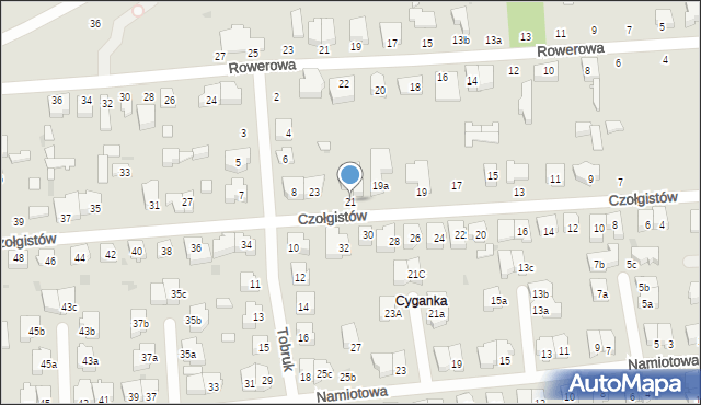 Łódź, Czołgistów, 21, mapa Łodzi