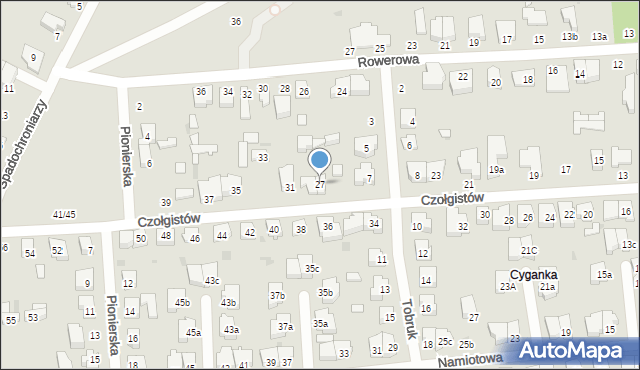 Łódź, Czołgistów, 27, mapa Łodzi