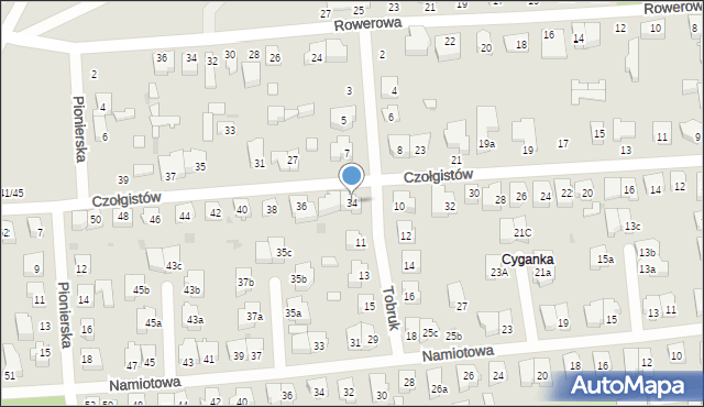 Łódź, Czołgistów, 34, mapa Łodzi