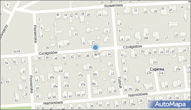 Łódź, Czołgistów, 36, mapa Łodzi