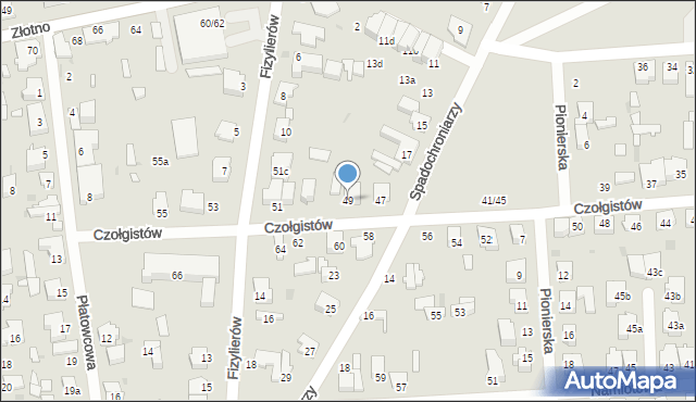 Łódź, Czołgistów, 49, mapa Łodzi