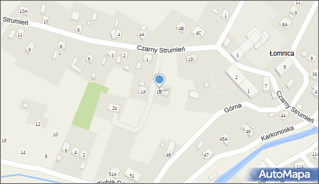 Łomnica, Czarny Strumień, 1B, mapa Łomnica