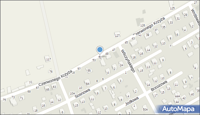 Łosice, Czerwonego Krzyża, 51, mapa Łosice
