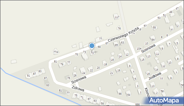 Łosice, Czerwonego Krzyża, 71, mapa Łosice