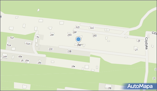 Łosie, Czyżyka, 25B, mapa Łosie