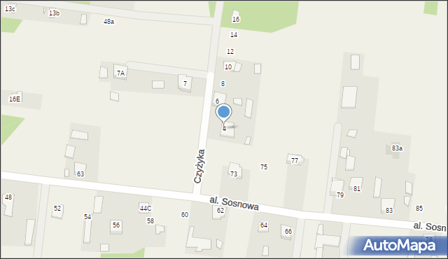 Łosie, Czyżyka, 4, mapa Łosie