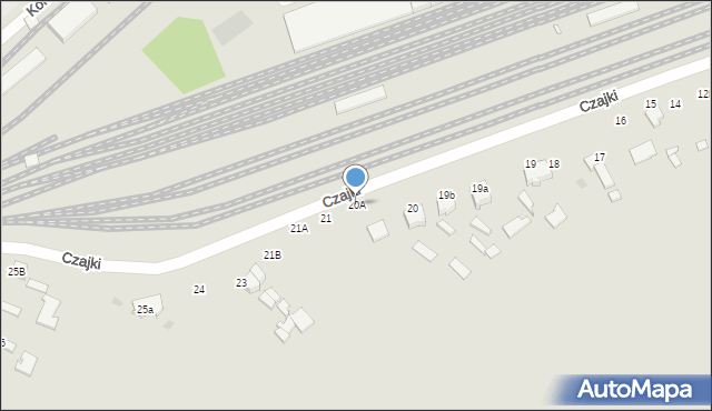 Łowicz, Czajki, 20A, mapa Łowicza