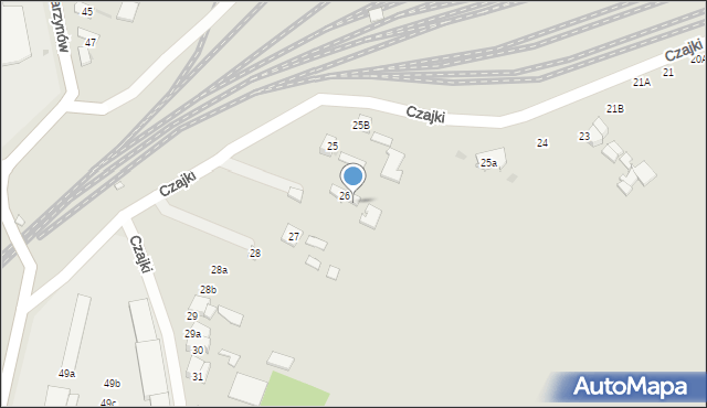 Łowicz, Czajki, 26a, mapa Łowicza
