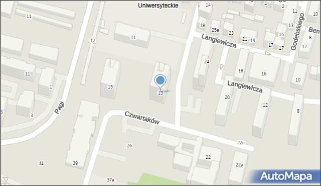 Lublin, Czwartaków, 13, mapa Lublina