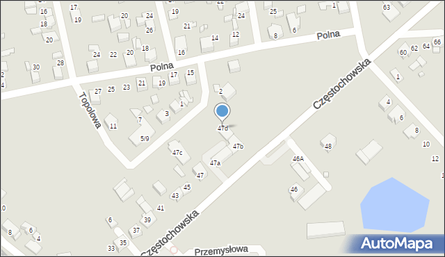 Lubliniec, Częstochowska, 47d, mapa Lubliniec