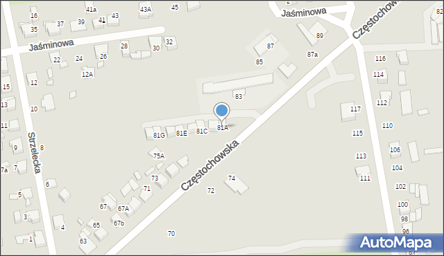 Lubliniec, Częstochowska, 81A, mapa Lubliniec