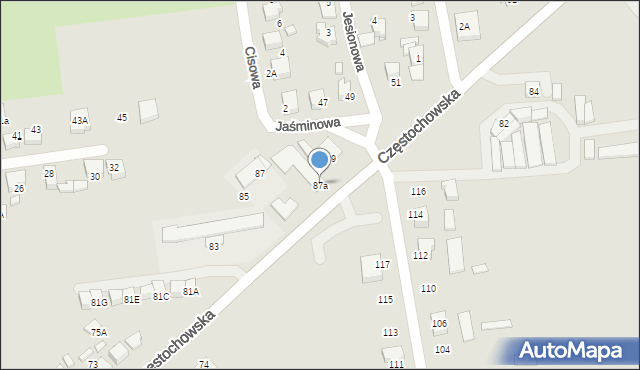 Lubliniec, Częstochowska, 87a, mapa Lubliniec