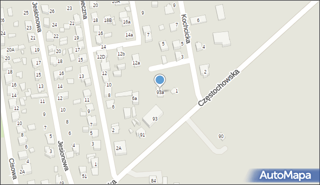 Lubliniec, Częstochowska, 93a, mapa Lubliniec