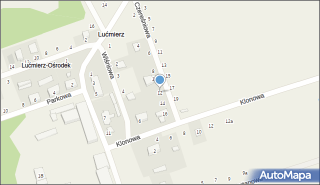 Lućmierz, Czereśniowa, 12, mapa Lućmierz