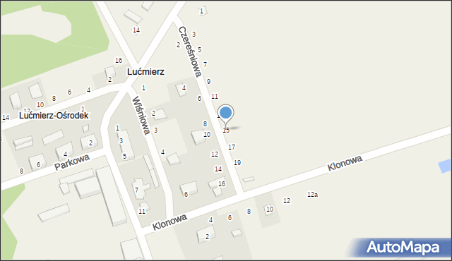 Lućmierz, Czereśniowa, 15, mapa Lućmierz