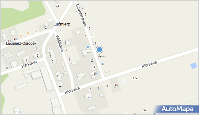Lućmierz, Czereśniowa, 17, mapa Lućmierz