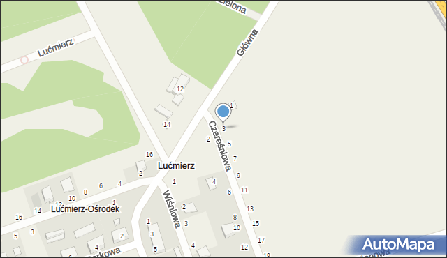 Lućmierz, Czereśniowa, 3, mapa Lućmierz