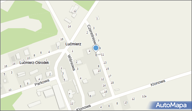 Lućmierz, Czereśniowa, 6, mapa Lućmierz