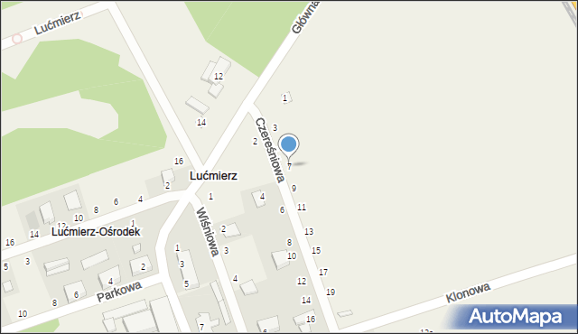 Lućmierz, Czereśniowa, 7, mapa Lućmierz