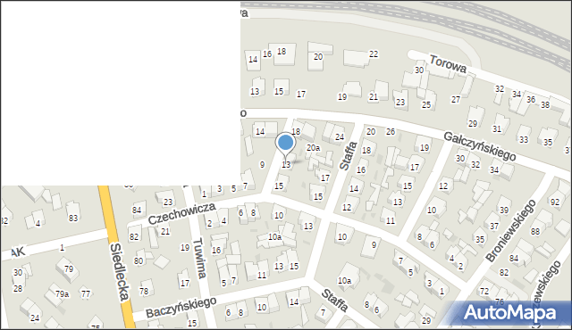 Łuków, Czechowicza Józefa, 13, mapa Łuków