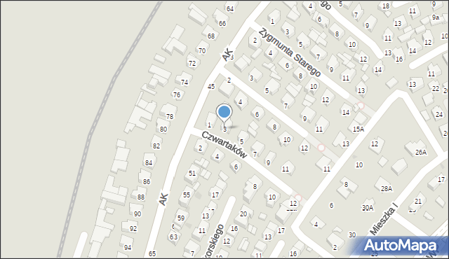 Łuków, Czwartaków, 3, mapa Łuków