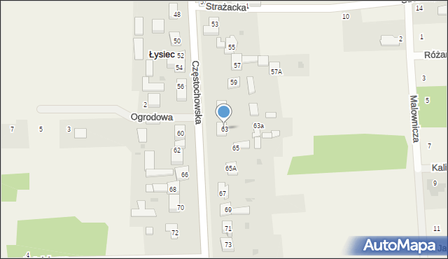 Łysiec, Częstochowska, 63, mapa Łysiec
