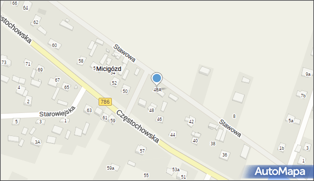 Micigózd, Częstochowska, 48A, mapa Micigózd