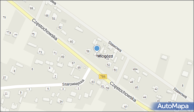 Micigózd, Częstochowska, 56, mapa Micigózd