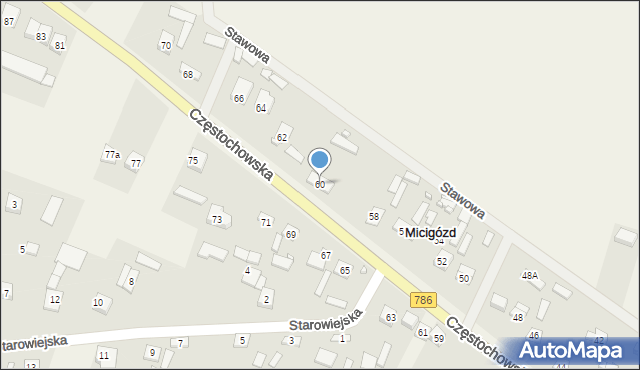 Micigózd, Częstochowska, 60, mapa Micigózd