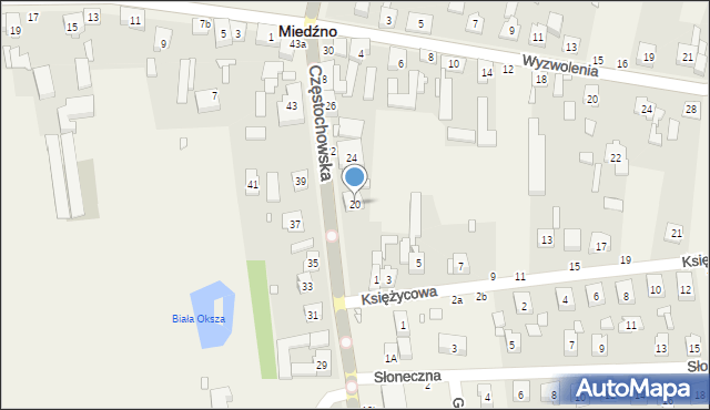 Miedźno, Częstochowska, 20, mapa Miedźno